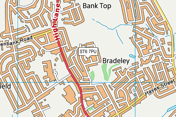 ST6 7PU map - OS VectorMap District (Ordnance Survey)