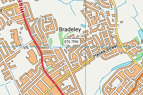 ST6 7PW map - OS VectorMap District (Ordnance Survey)