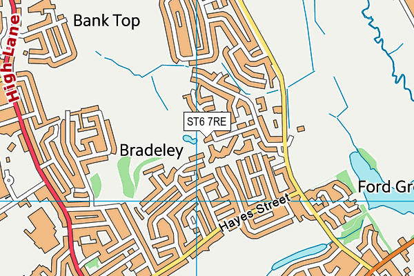 ST6 7RE map - OS VectorMap District (Ordnance Survey)