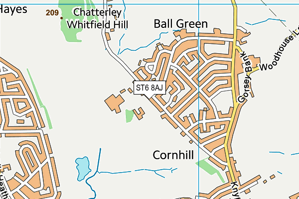 Ball Green Primary School map (ST6 8AJ) - OS VectorMap District (Ordnance Survey)