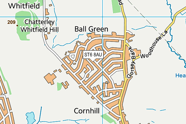 ST6 8AU map - OS VectorMap District (Ordnance Survey)