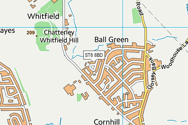 ST6 8BD map - OS VectorMap District (Ordnance Survey)