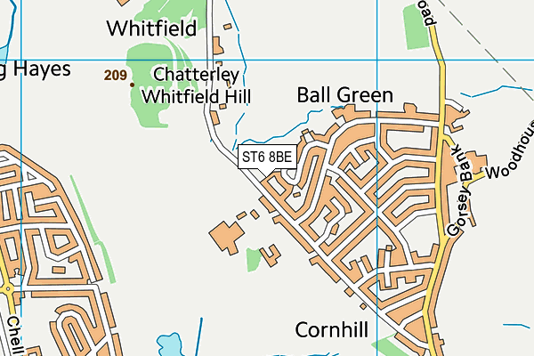 ST6 8BE map - OS VectorMap District (Ordnance Survey)