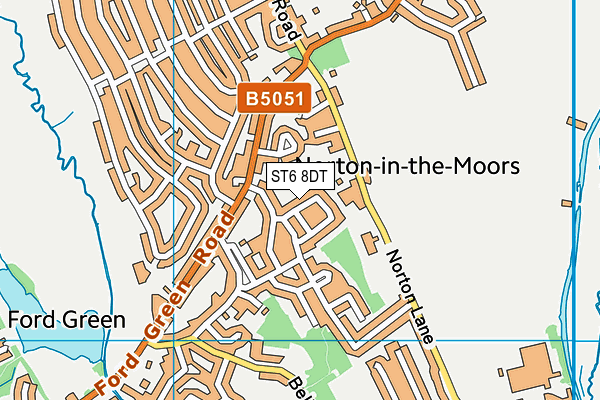 ST6 8DT map - OS VectorMap District (Ordnance Survey)