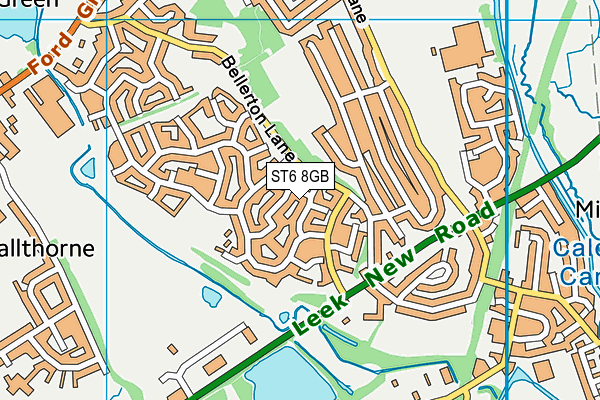 ST6 8GB map - OS VectorMap District (Ordnance Survey)