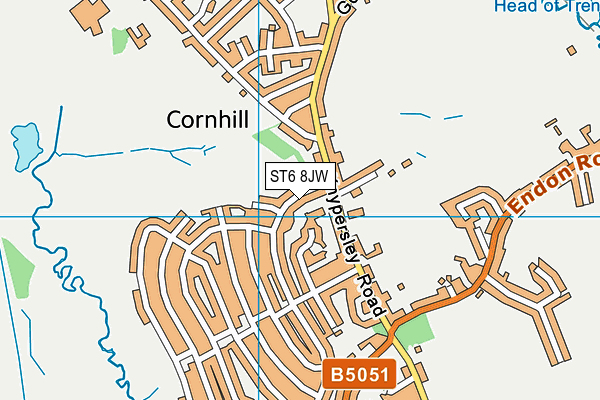 ST6 8JW map - OS VectorMap District (Ordnance Survey)