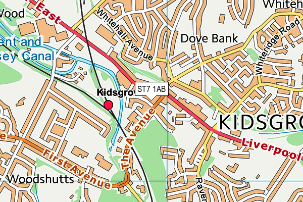 ST7 1AB map - OS VectorMap District (Ordnance Survey)