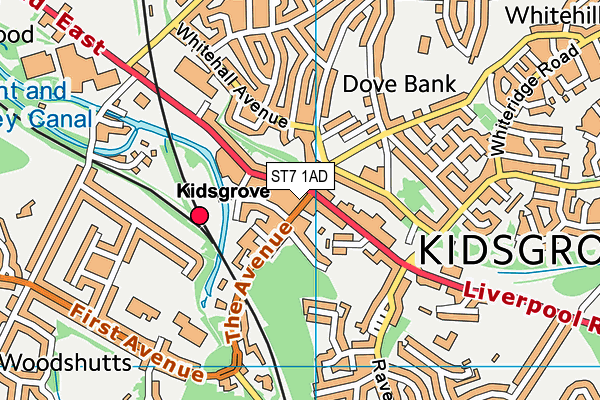 ST7 1AD map - OS VectorMap District (Ordnance Survey)