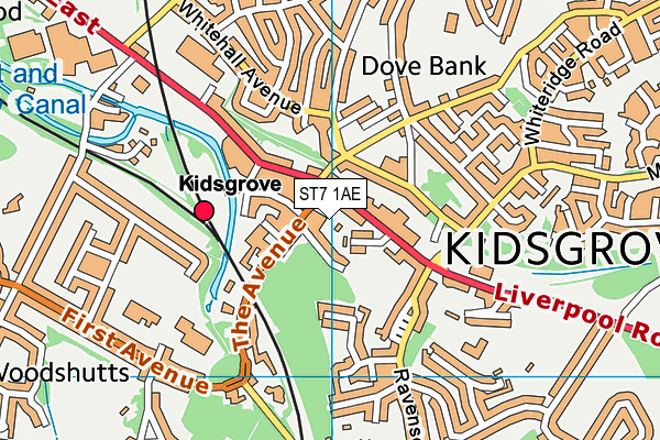 ST7 1AE map - OS VectorMap District (Ordnance Survey)