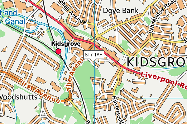 ST7 1AF map - OS VectorMap District (Ordnance Survey)