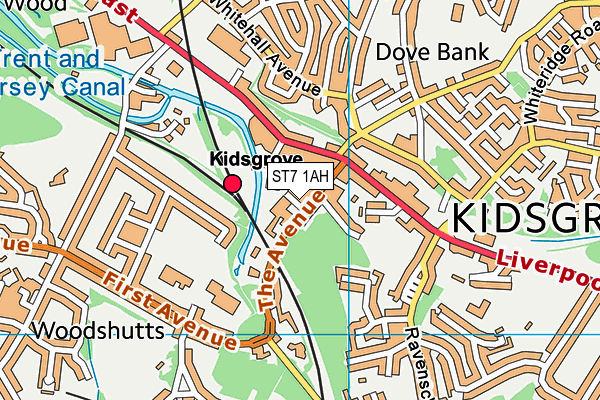 ST7 1AH map - OS VectorMap District (Ordnance Survey)