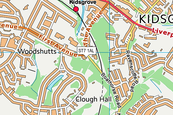 ST7 1AL map - OS VectorMap District (Ordnance Survey)