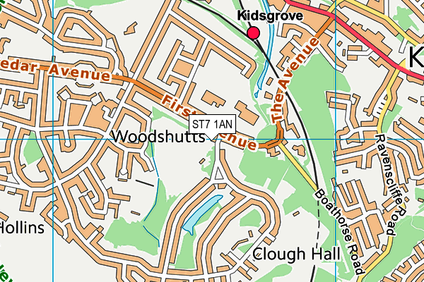 Kidsgrove Cricket Club map (ST7 1AN) - OS VectorMap District (Ordnance Survey)