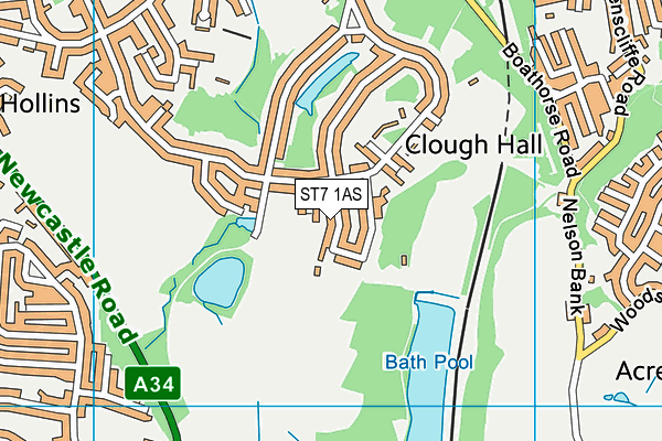 ST7 1AS map - OS VectorMap District (Ordnance Survey)