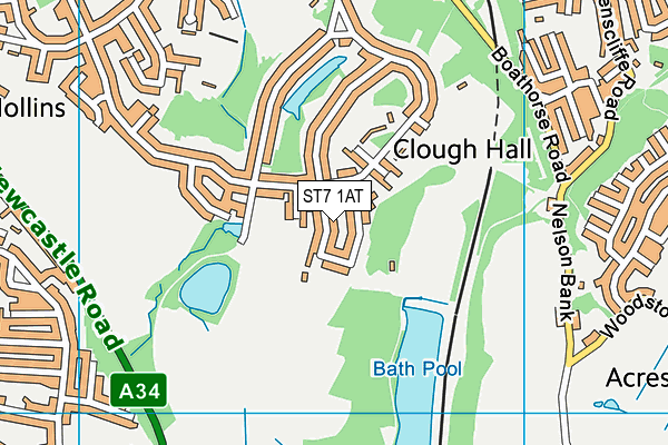 ST7 1AT map - OS VectorMap District (Ordnance Survey)