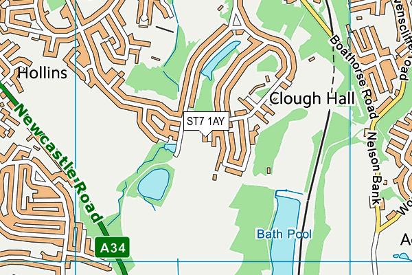 ST7 1AY map - OS VectorMap District (Ordnance Survey)