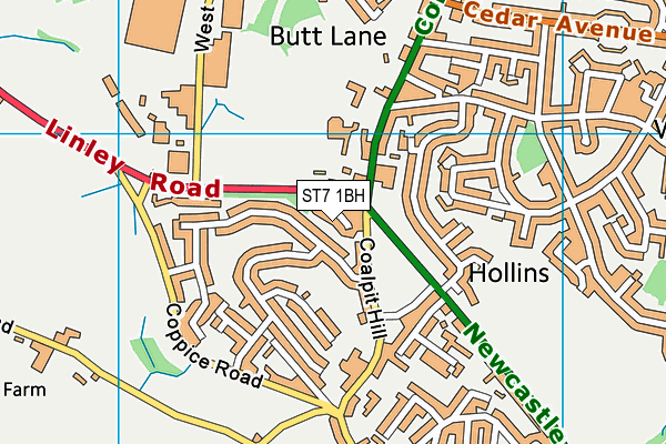 ST7 1BH map - OS VectorMap District (Ordnance Survey)