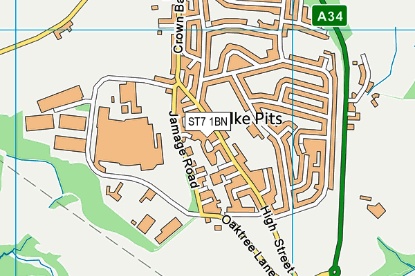 ST7 1BN map - OS VectorMap District (Ordnance Survey)