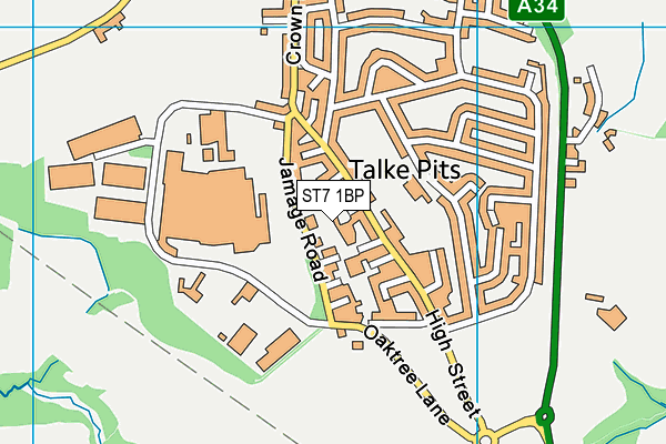 ST7 1BP map - OS VectorMap District (Ordnance Survey)