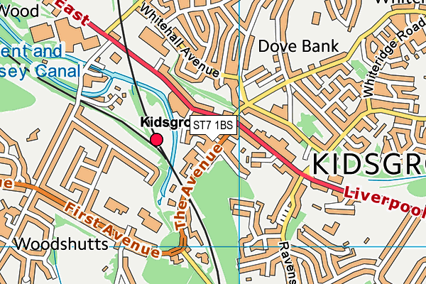 ST7 1BS map - OS VectorMap District (Ordnance Survey)