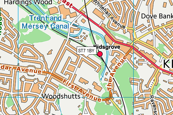 ST7 1BY map - OS VectorMap District (Ordnance Survey)