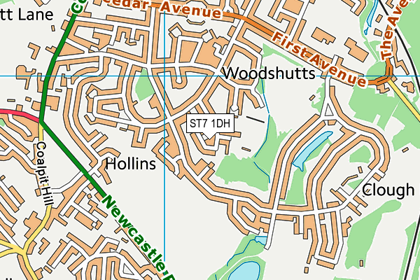 ST7 1DH map - OS VectorMap District (Ordnance Survey)