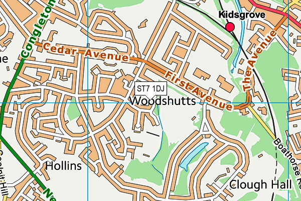 ST7 1DJ map - OS VectorMap District (Ordnance Survey)