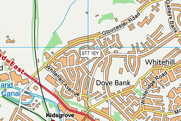 ST7 1EY map - OS VectorMap District (Ordnance Survey)