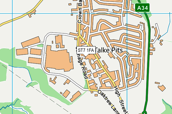 ST7 1FA map - OS VectorMap District (Ordnance Survey)