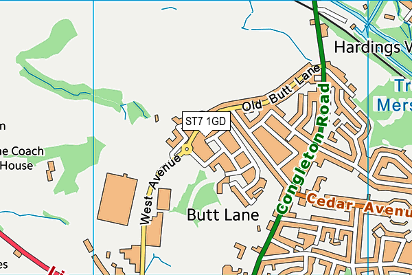 ST7 1GD map - OS VectorMap District (Ordnance Survey)