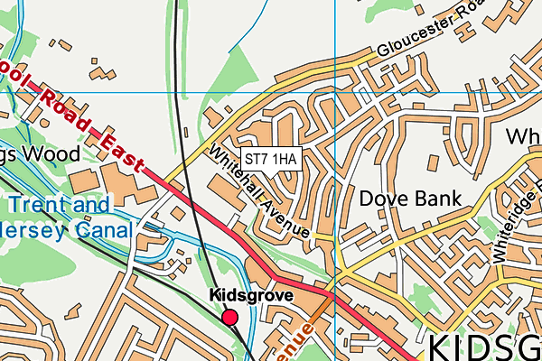 ST7 1HA map - OS VectorMap District (Ordnance Survey)