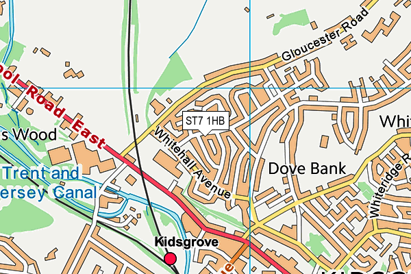 ST7 1HB map - OS VectorMap District (Ordnance Survey)