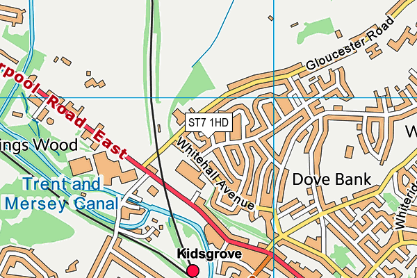 ST7 1HD map - OS VectorMap District (Ordnance Survey)