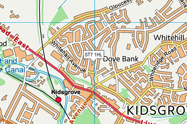 ST7 1HL map - OS VectorMap District (Ordnance Survey)