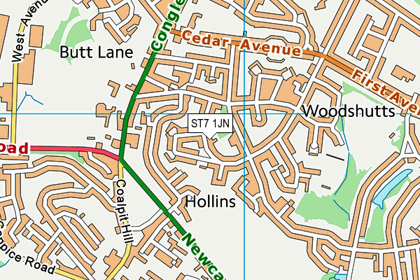 ST7 1JN map - OS VectorMap District (Ordnance Survey)