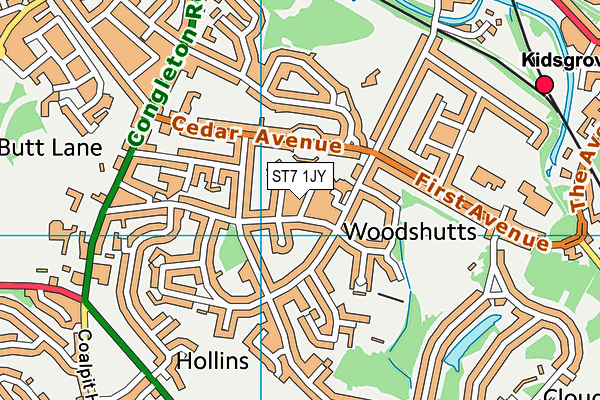 ST7 1JY map - OS VectorMap District (Ordnance Survey)