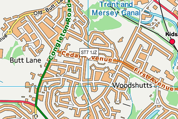 ST7 1JZ map - OS VectorMap District (Ordnance Survey)