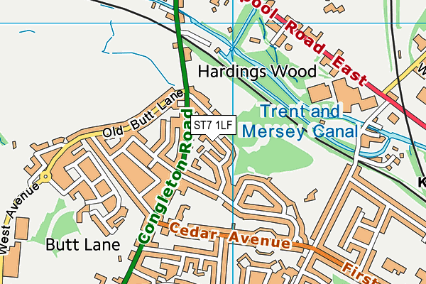 ST7 1LF map - OS VectorMap District (Ordnance Survey)