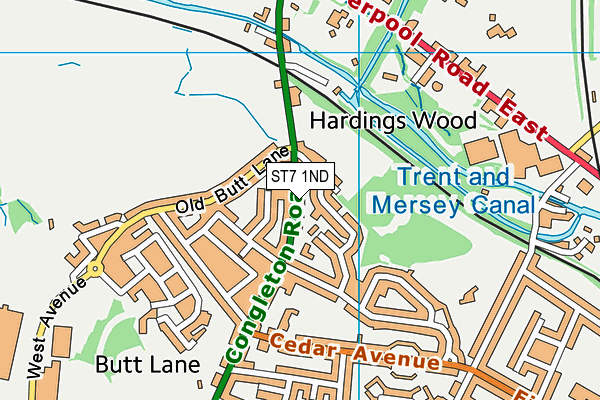 Congleton Road Community Centre map (ST7 1ND) - OS VectorMap District (Ordnance Survey)