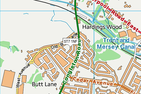 ST7 1NF map - OS VectorMap District (Ordnance Survey)