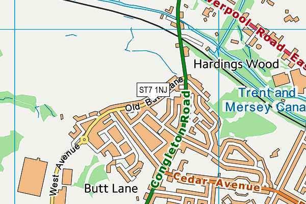 ST7 1NJ map - OS VectorMap District (Ordnance Survey)