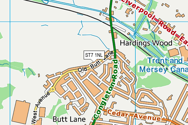 ST7 1NL map - OS VectorMap District (Ordnance Survey)