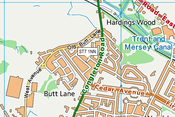 ST7 1NN map - OS VectorMap District (Ordnance Survey)