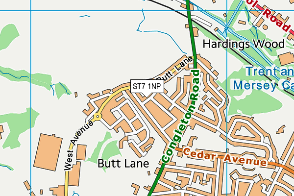 ST7 1NP map - OS VectorMap District (Ordnance Survey)