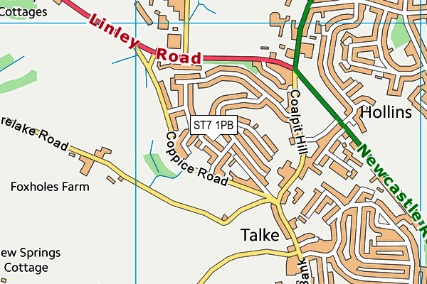 ST7 1PB map - OS VectorMap District (Ordnance Survey)