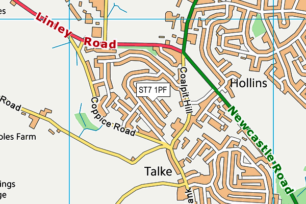 ST7 1PF map - OS VectorMap District (Ordnance Survey)