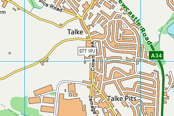 ST7 1PJ map - OS VectorMap District (Ordnance Survey)