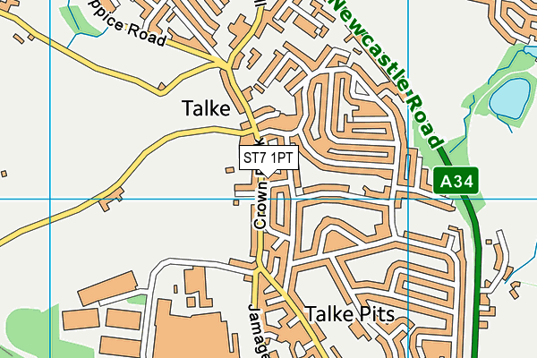 ST7 1PT map - OS VectorMap District (Ordnance Survey)