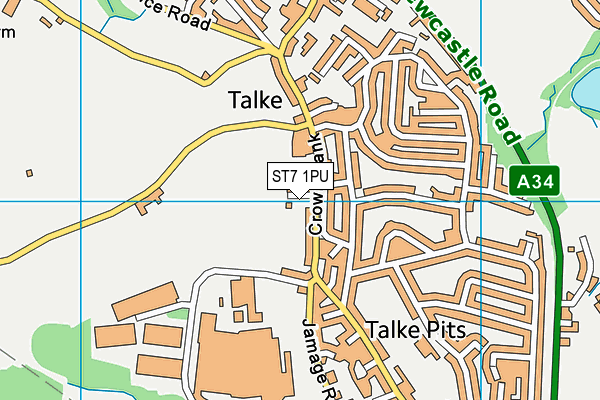 ST7 1PU map - OS VectorMap District (Ordnance Survey)