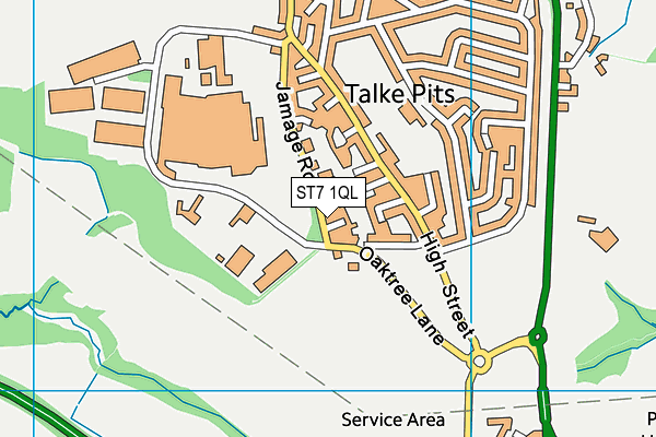 ST7 1QL map - OS VectorMap District (Ordnance Survey)